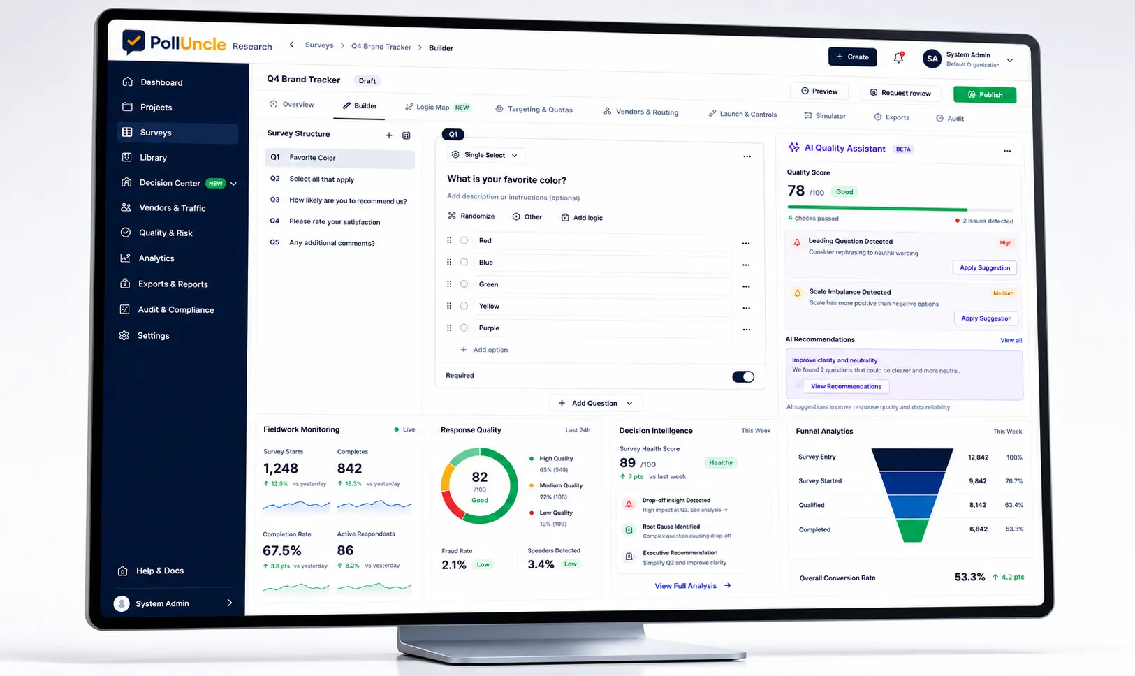 PollUncle Research survey builder and analytics